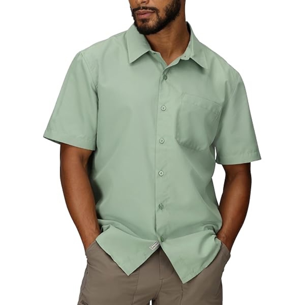 Marmot Men’s Eldridge Short Sleeve Button Down Shirt in Green, size Medium